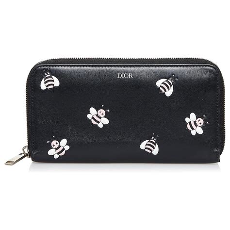 Black calfskin DIOR x KAWS wallet .